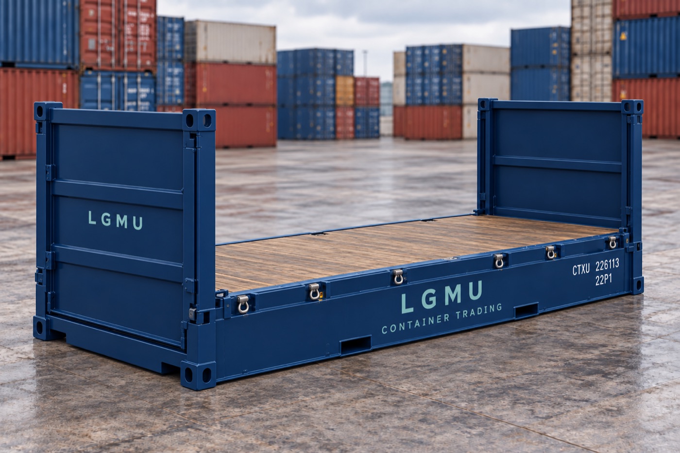 LGMU flat rack container, 20ft