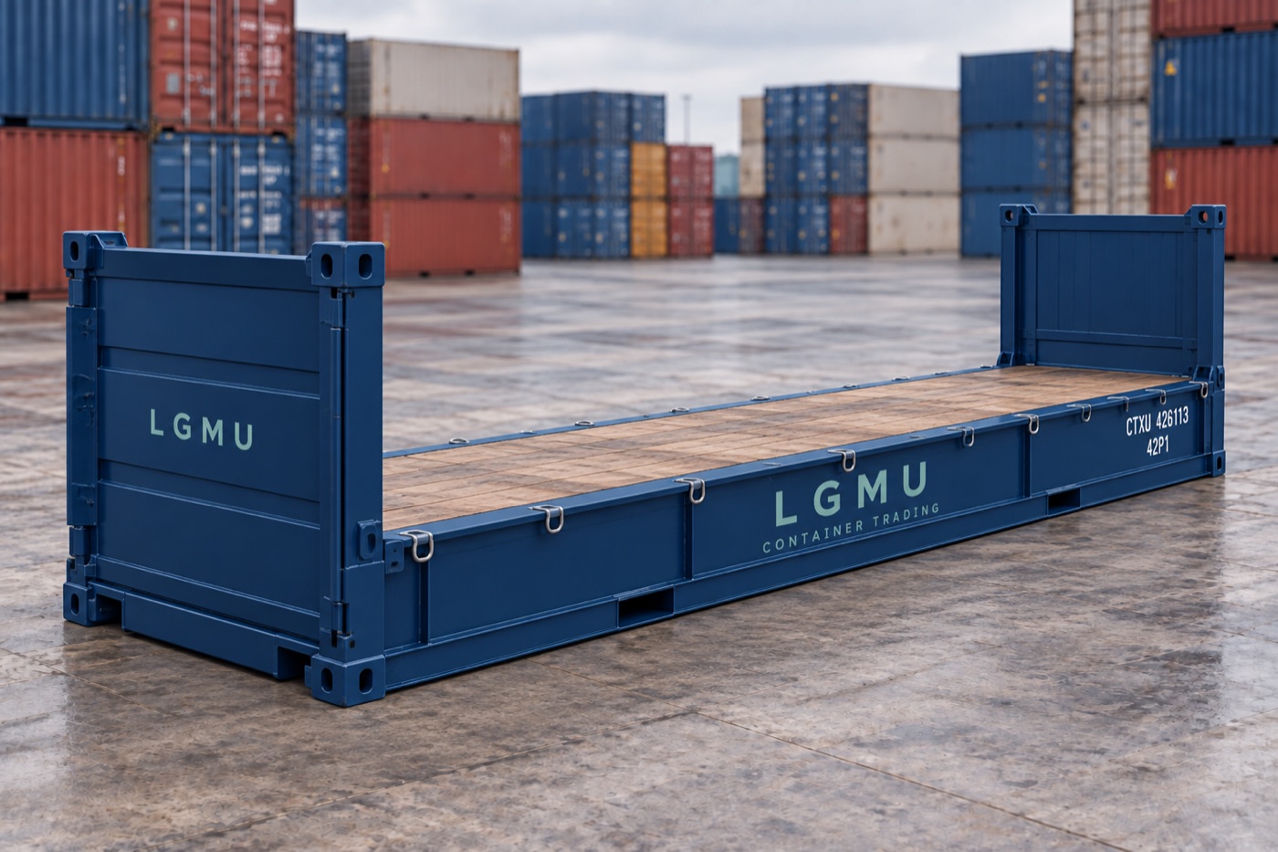 LGMU flat rack container, 40ft